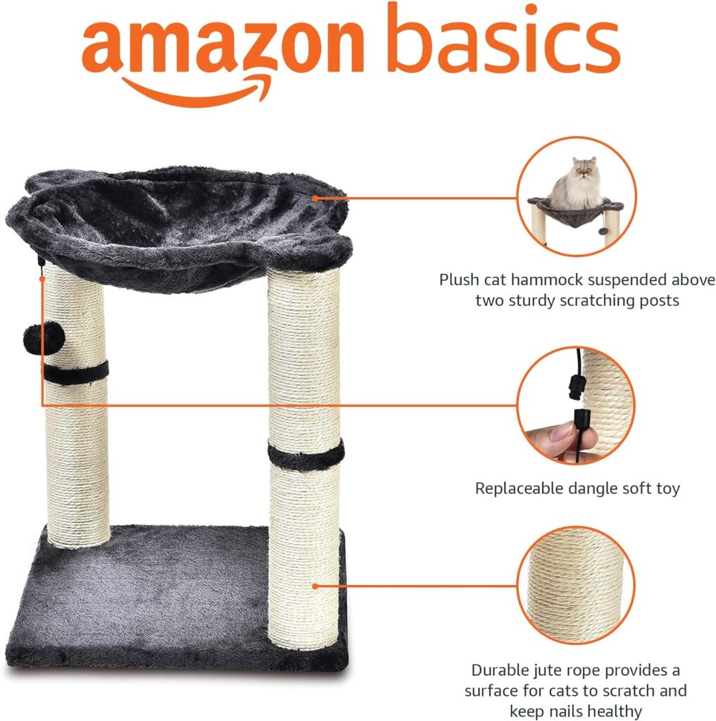 Amazon Basics Cat Tower with Hammock and Scratching 