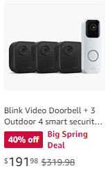 blink video doorbell + 3 outdoor 4 smart securtiy cemaras