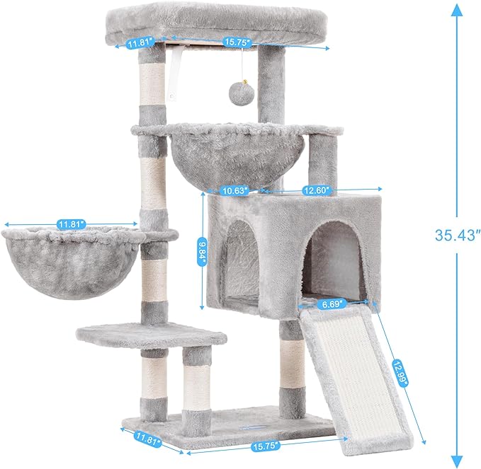 Hey-brother Cat Tree, Cat Tower for Indoor Cats with dimensions